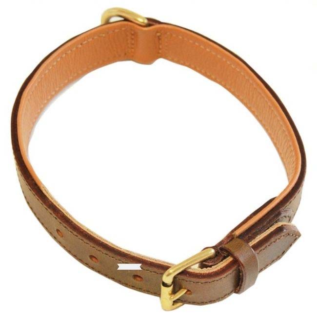 BROWN LEATHER PADDED COLLAR 20MM X 45