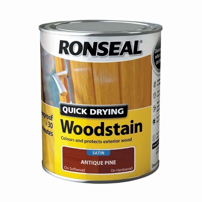 RONSEAL QUICK DRYING WOODSTAIN ANTIQUE PINE SATIN 750ML