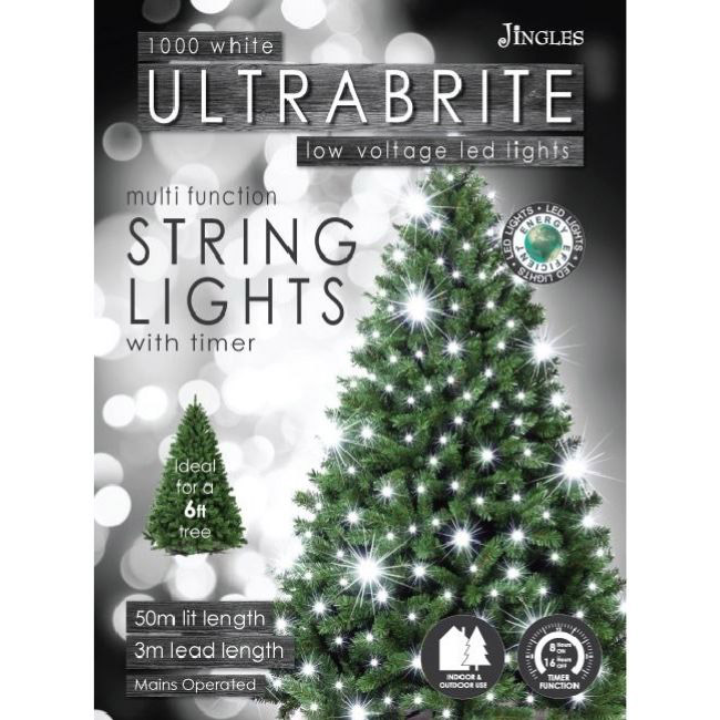 ULTRA BRIGHT LED STRING LIGHTS 1000 WHITE WITH TIMER