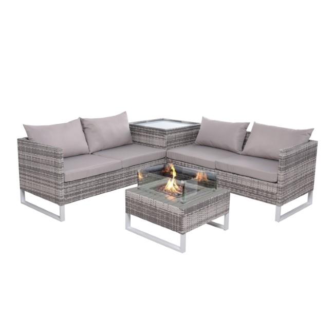 PALERMO CORNER SOFA SET WITH STORAGE AND FIRE PIT