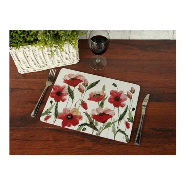 WATERCOLOUR POPPY PLACEMATS SET OF 6