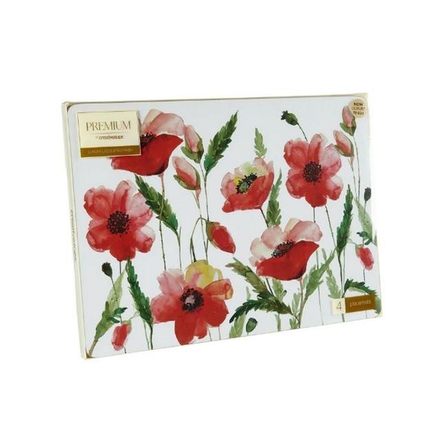 WATERCOLOUR POPPY PACK OF 4 LARGE PLACEMATS