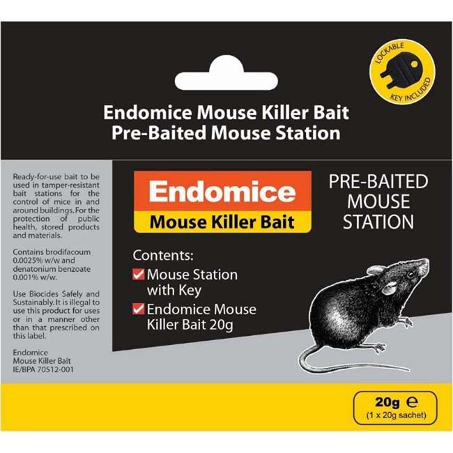 ENDOMICE MOUSE KILLER BAIT PRE-BAITED MOUSE STATION