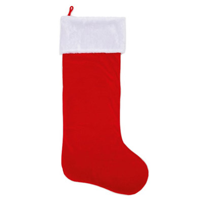 DELUXE RED FUR STOCKING 85CM 