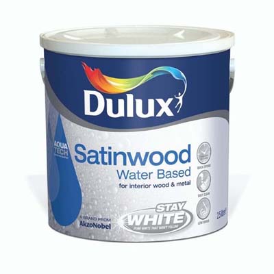 DULUX WATER BASED SATINWOOD PURE BRILLIANT WHITE 2.5LTR