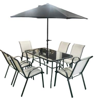 SORRENTO 6 SEATER DINING SET WITH PARASOL