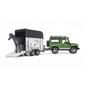 BRUDER LAND ROVER DEFENDER WITH HORSE TRAILER AND HORSE