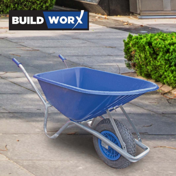 BUILDWORX BLUE PVC GARDEN WHEELBARROW 100L
