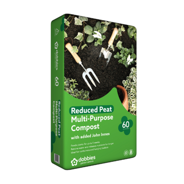 DOBBIES REDUCED PEAT MULTI PURPOSE COMPOST WITH JOHN INNES 60L