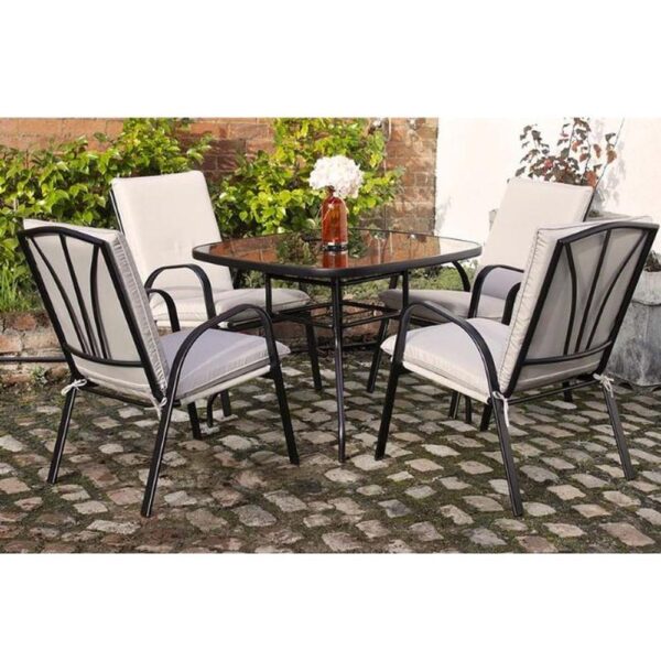 VERONA 4 SEATER PADDED CUSHION DINING SET - Image 2