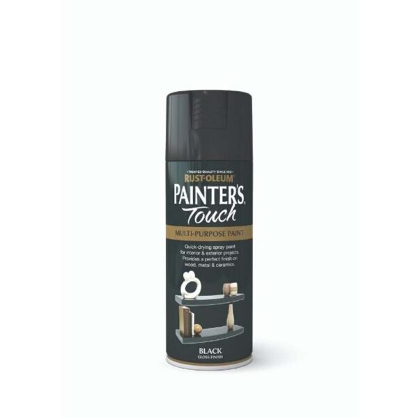 RUSTOLEUM PAINTERS TOUCH SPRAY PAINT GLOSS BLACK 400ML