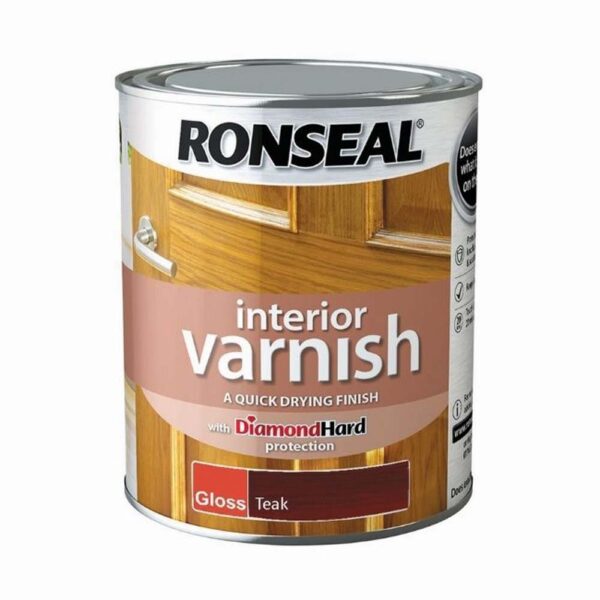 RONSEAL INTERIOR VARNISH GLOSS TEAK 750ML