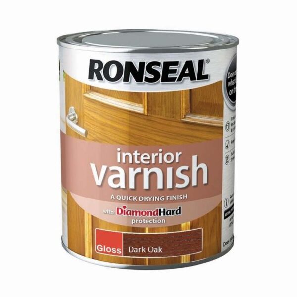 RONSEAL INTERIOR VARNISH GLOSS DARK OAK 750ML