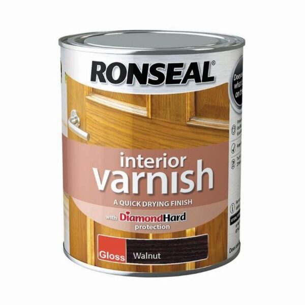 RONSEAL INTERIOR VARNISH GLOSS WALNUT 750ML