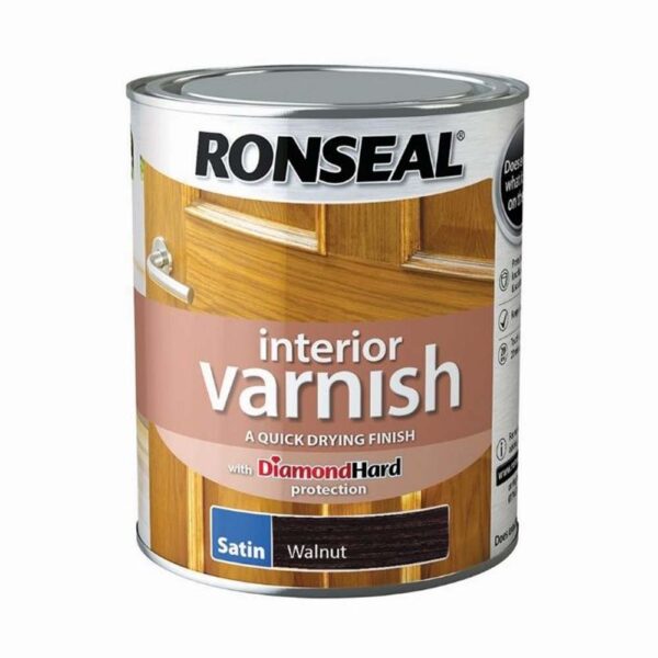 RONSEAL INTERIOR VARNISH SATIN WALNUT 750ML