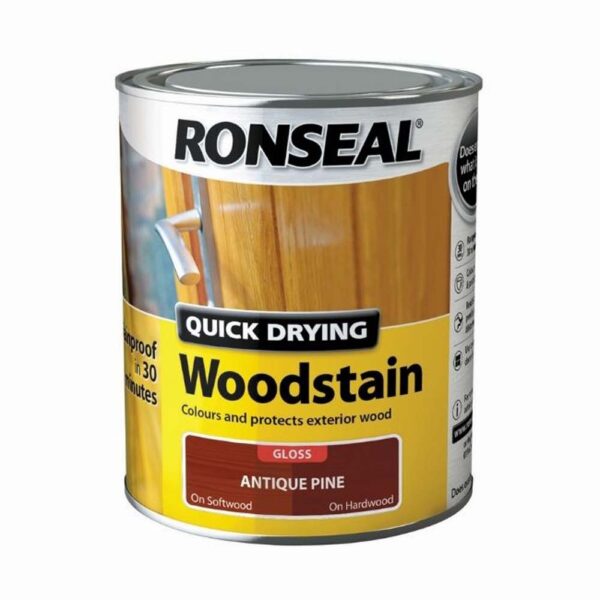 RONSEAL QUICK DRYING WOODSTAIN ANTIQUE PINE GLOSS 750ML