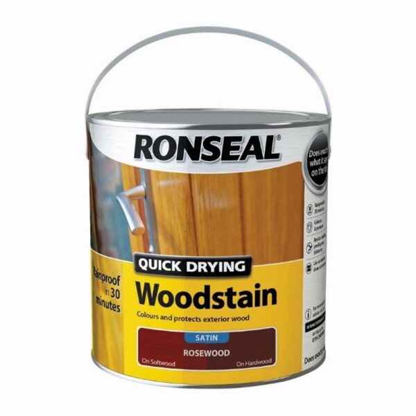 RONSEAL QUICK DRYING WOODSTAIN ROSEWOOD SATIN 2.5LTR