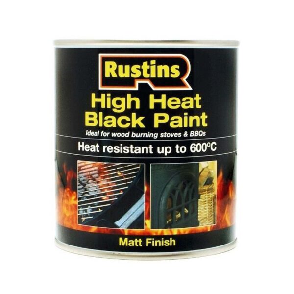RUSTINS HEAT RESISTANT PAINT BLACK 250ML