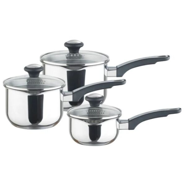 PRESTIGE COOK & STRAIN 3 PIECE STAINLESS STEEL PAN SET
