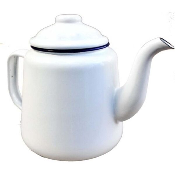 FALCON ENAMEL TEAPOT WHITE AND BLUE