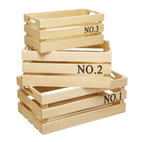 WOODEN STORAGE CRATES SET OF 3 - Image 2