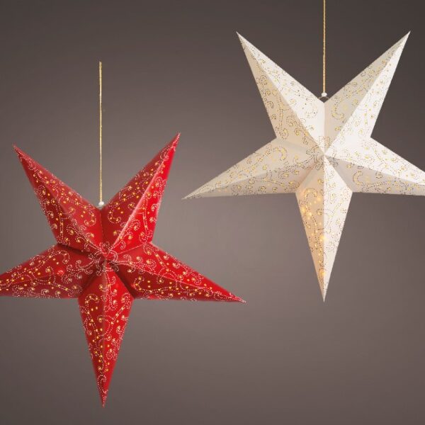 LED WINDOW DECORATION PAPER STAR STEADY BATT OPERATED INDOOR 60CM