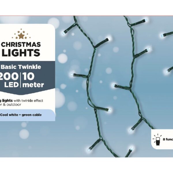 LED TWINKLE OUTDOOR LIGHTS 200L 8 FUNCTION COOL WHITE