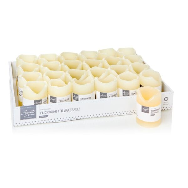 LED FLICKER CANDLE CREAM 7CM BATT OPERATED