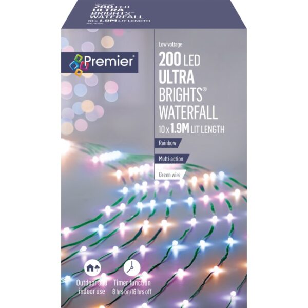 ULTRBRIGHT WATERFALL 1.9M 200L RAINBOW
