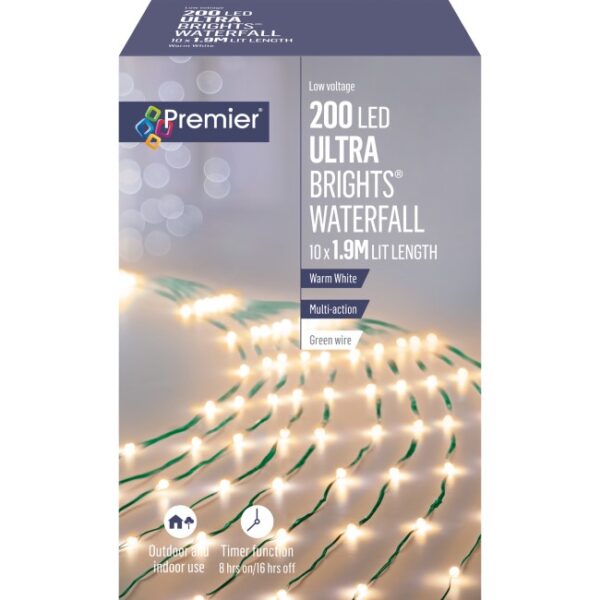 ULTRBRIGHT WATERFALL 1.9M 200L WARM WHITE