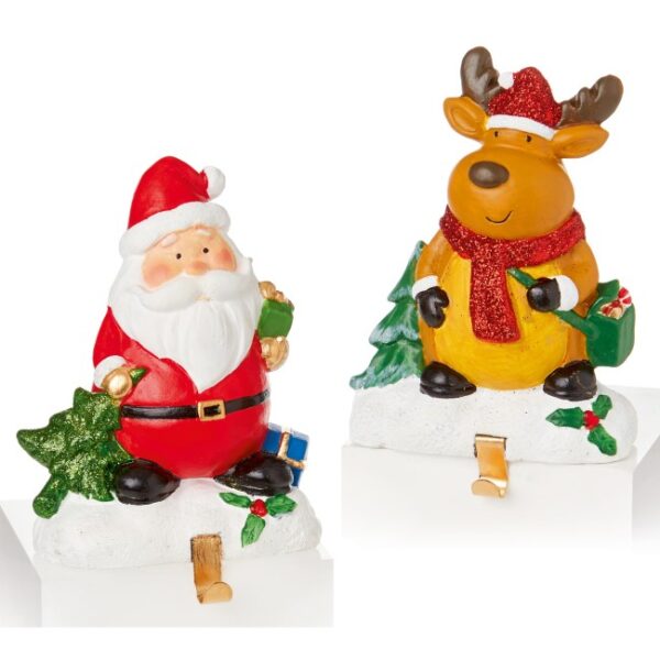 SANTA REINDEER STOCKING HOLDER 2 ASST 14X10CM