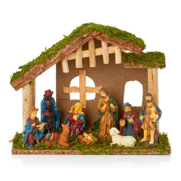 WOODEN NATIVITY 9PC 30 X 24CM