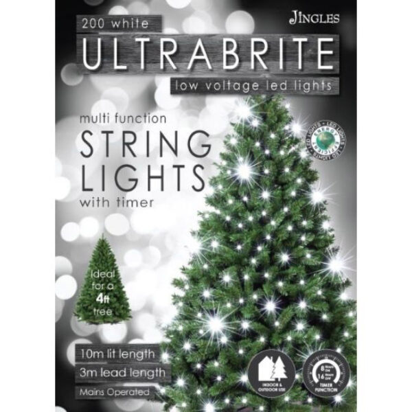 ULTRA BRIGHT LED STRINGLIGHTS 200 WHITE WITH TIMER