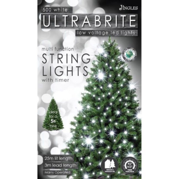 ULTRA BRIGHT LED STRING LIGHTS 500 WHITE WITH TIMER