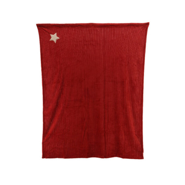 SHERPA STAR EMBROIDERY THROW FLANNEL RED