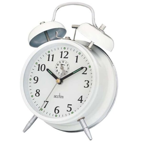 ACCTIM DOUBLE BELL ALARM CLOCK WHITE