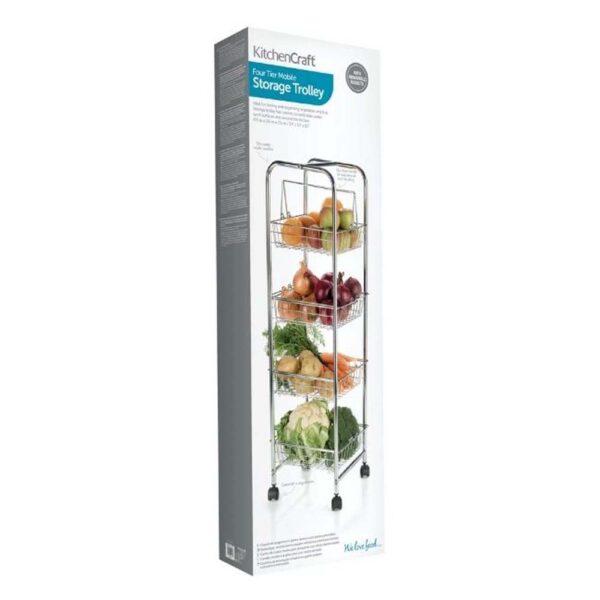 KITCHEN CRAFT 4 TIER TROLLEY 87X26X25CM CHROME - Image 2
