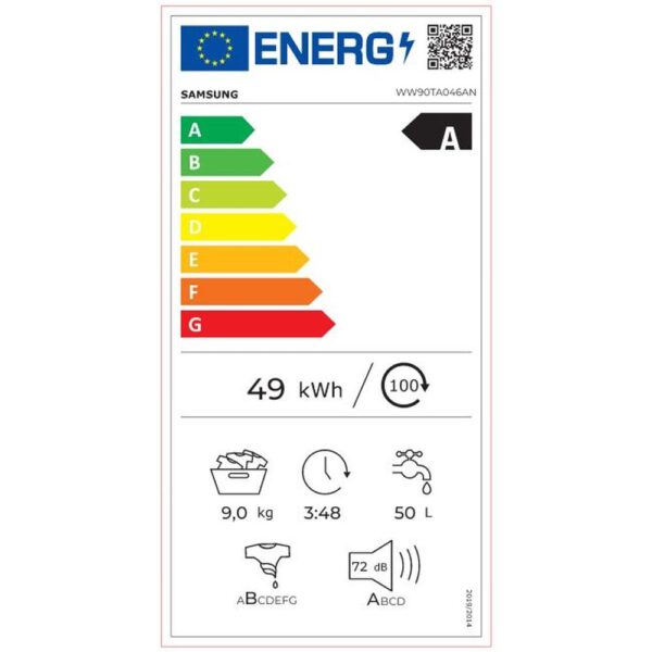 SAMSUNG 2020 SERIES 5 ECOBUBBLE 9KG WASHING MACHINE WW90TA046AN/EU GRAPHITE - Image 2