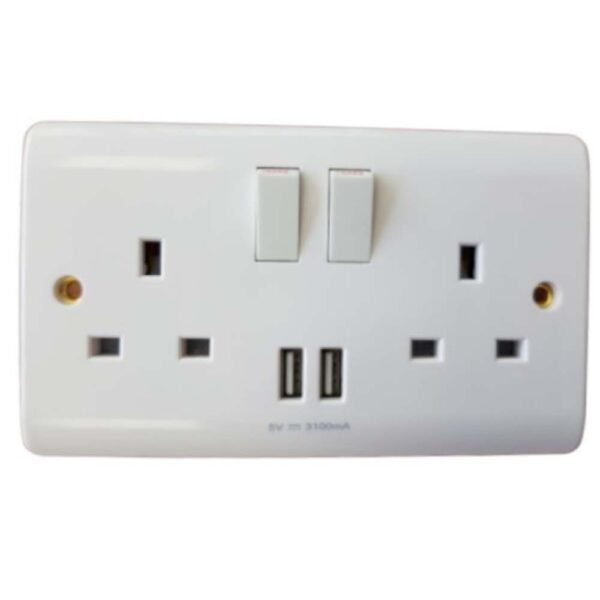 PHOENIX 2 GANG SOCKET SWITCHED WITH USB