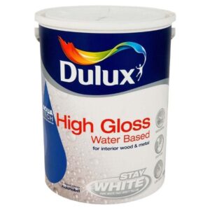 DULUX WATER BASED HIGH GLOSS PURE BRILLIANT WHITE 5LTR