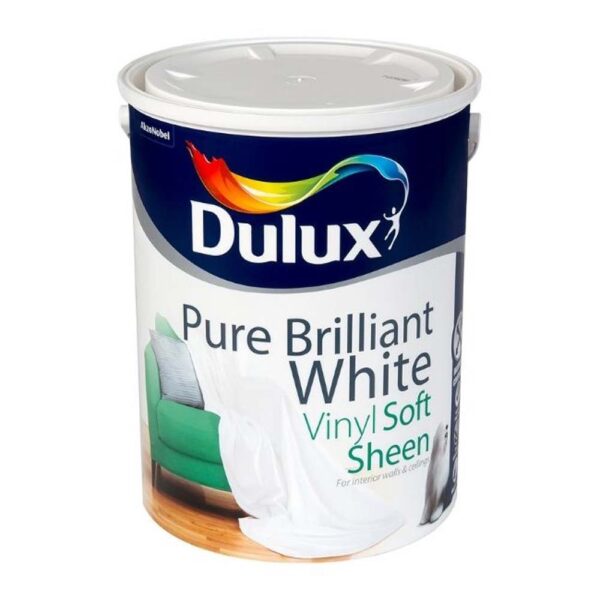 DULUX VINYL SOFT SHEEN PURE BRILLIANT WHITE 5LTR - Image 2