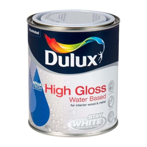 DULUX WATER BASE HIGH GLOSS PURE BRILLIANT WHITE 750ML