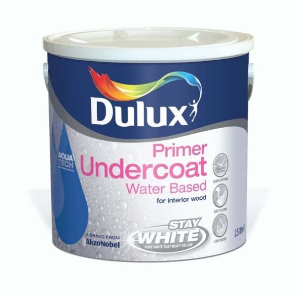DULUX WATER BASED PRIMER UNDERCOAT PURE BRILLIANT WHITE 2.5LTR