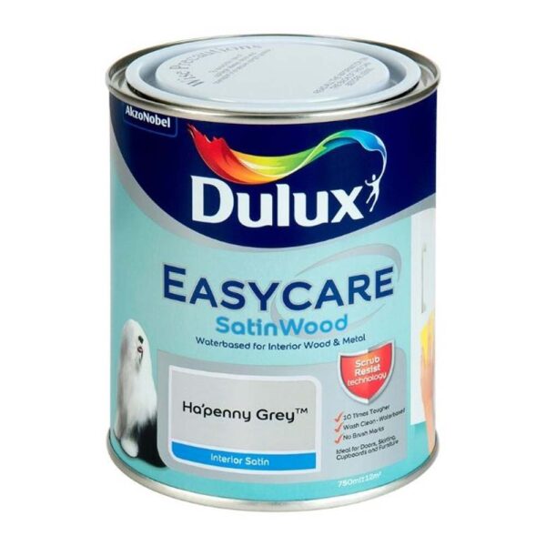 DULUX EASYCARE SATINWOOD HA'PENNY GREY 750ML