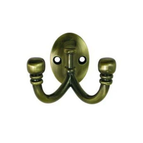 HARCOURT DOUBLE HOOK BALL RIDGE ANTIQUE BRASS