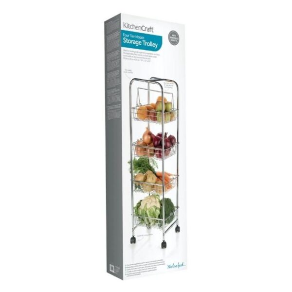 KITCHEN CRAFT 4 TIER TROLLEY 87X26X25CM CHROME