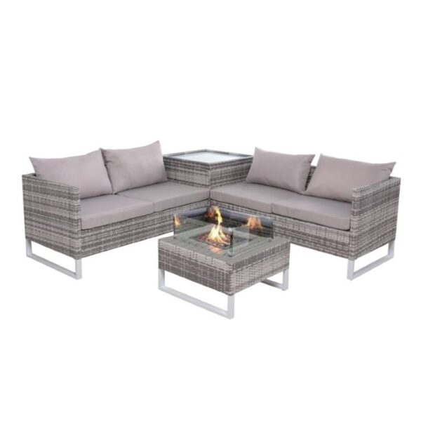 PALERMO CORNER SOFA SET WITH STORAGE AND FIRE PIT