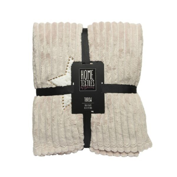 SHERPA STAR EMBROIDERY THROW FLANNEL SAND