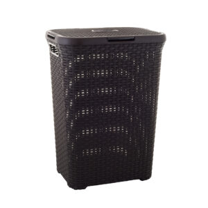 CURVER STORAGE RATTAN RECTANGULAR LAUNDRY HAMPER 60 LITRE DARK BROWN