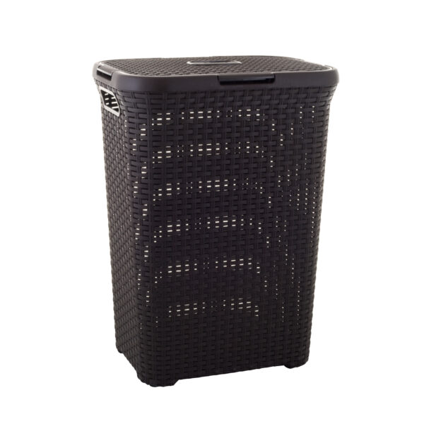 CURVER STORAGE RATTAN RECTANGULAR LAUNDRY HAMPER 60 LITRE DARK BROWN